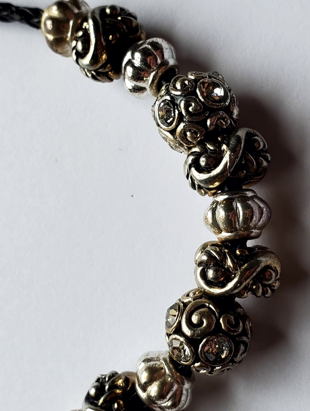 Black‎ Braided Necklace With Crystal Faux Silver Necklace Jewelry Women - Picture 3 of 11